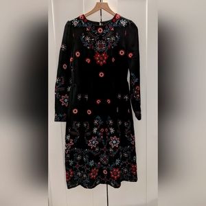 ZARA black Embroidered midi dress